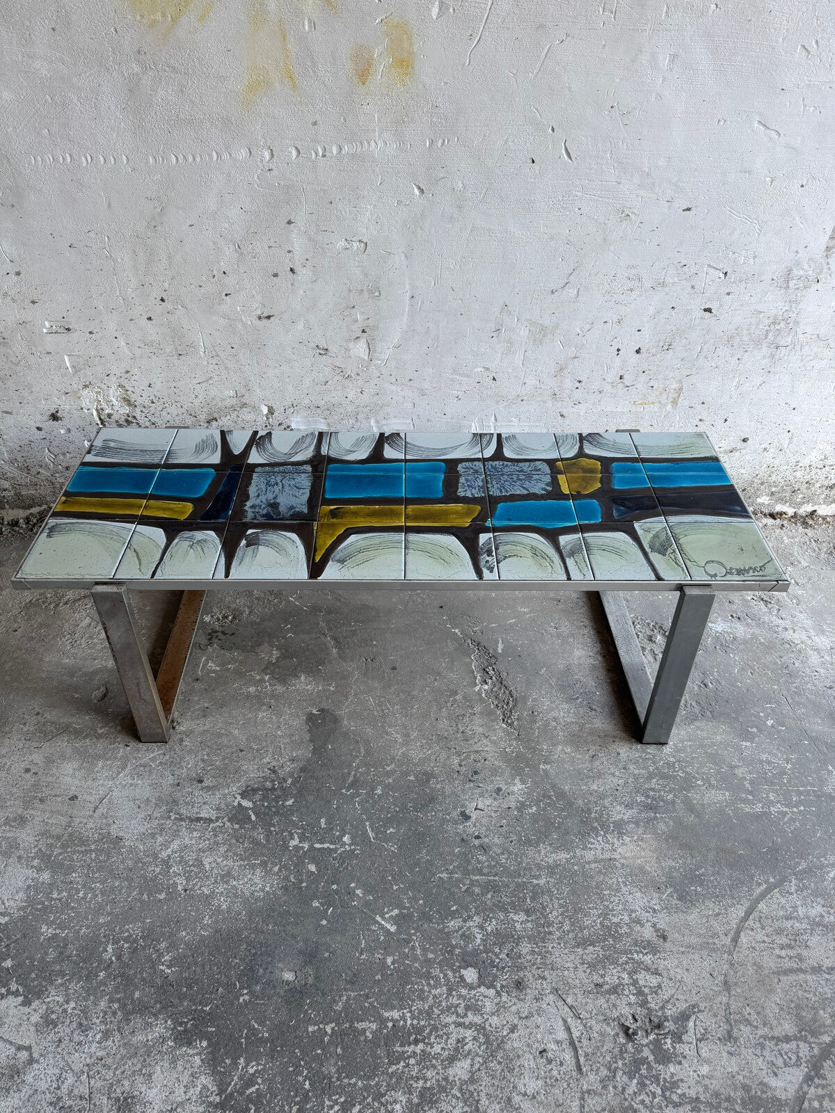 Stylish Ceramic and Metal Coffee Table by Belarti/Denisco – Belgium, 1970s