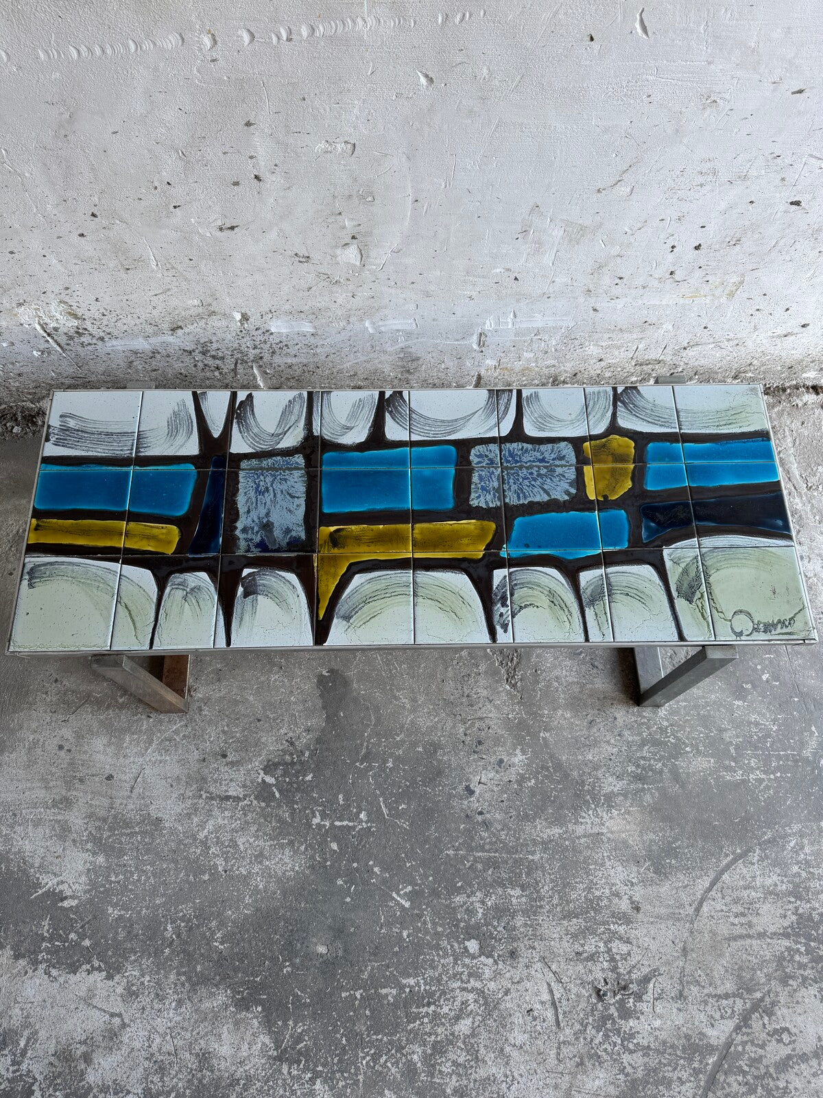 Stylish Ceramic and Metal Coffee Table by Belarti/Denisco – Belgium, 1970s