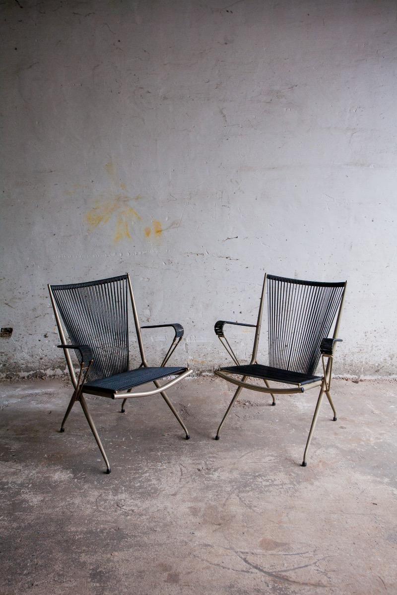Chaises pliantes vintage « Scoubidou » par André Monpoix – années 1960 (lot de 2)