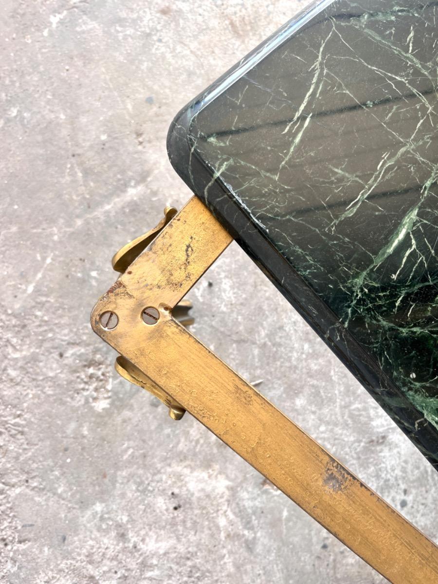 Vintage salontafel met groen marmeren blad en vergulde poten