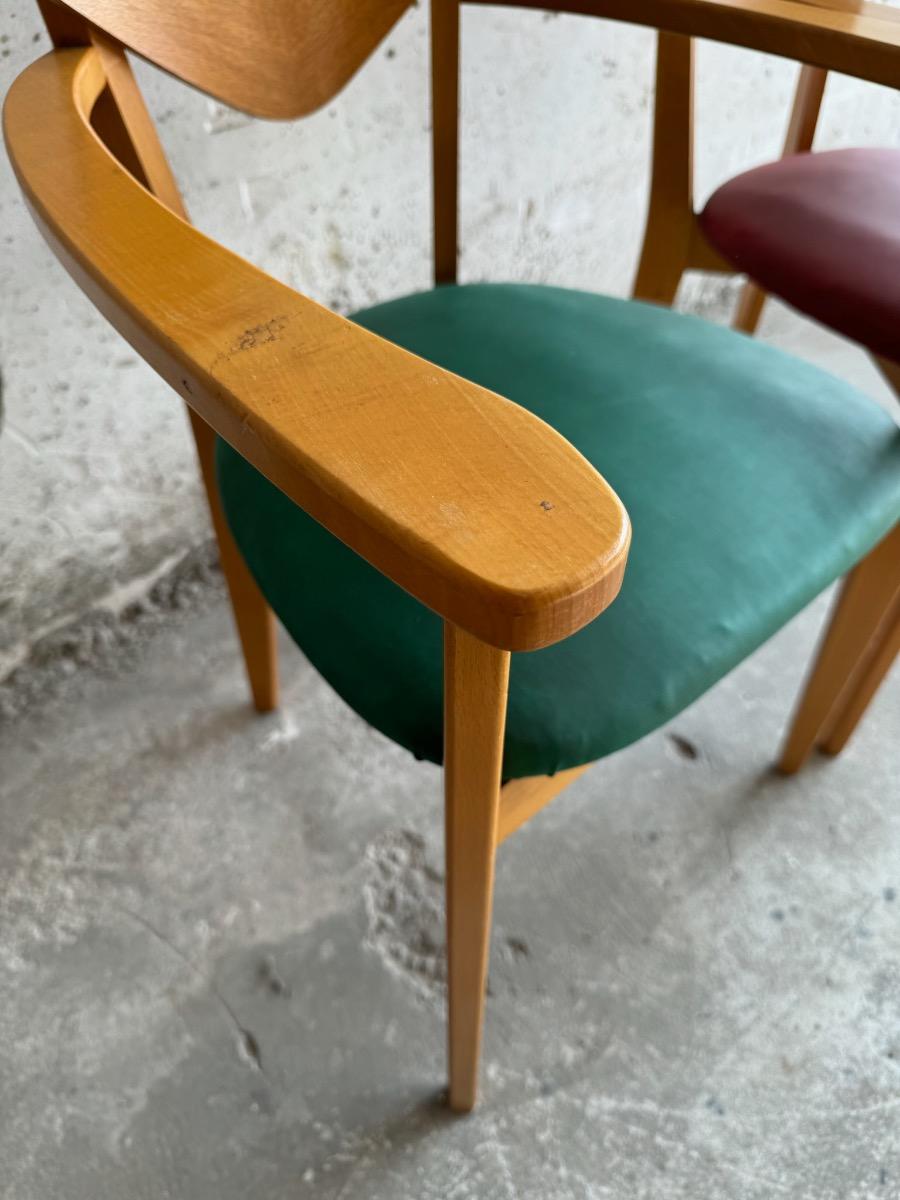 Set zeldzame hartvormige stoelen van René-Jean Caillette (jaren 50)
