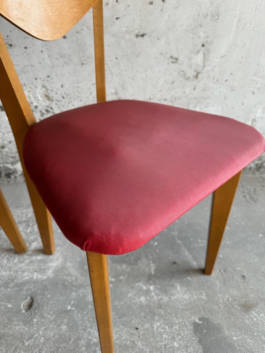 Set zeldzame hartvormige stoelen van René-Jean Caillette (jaren 50)