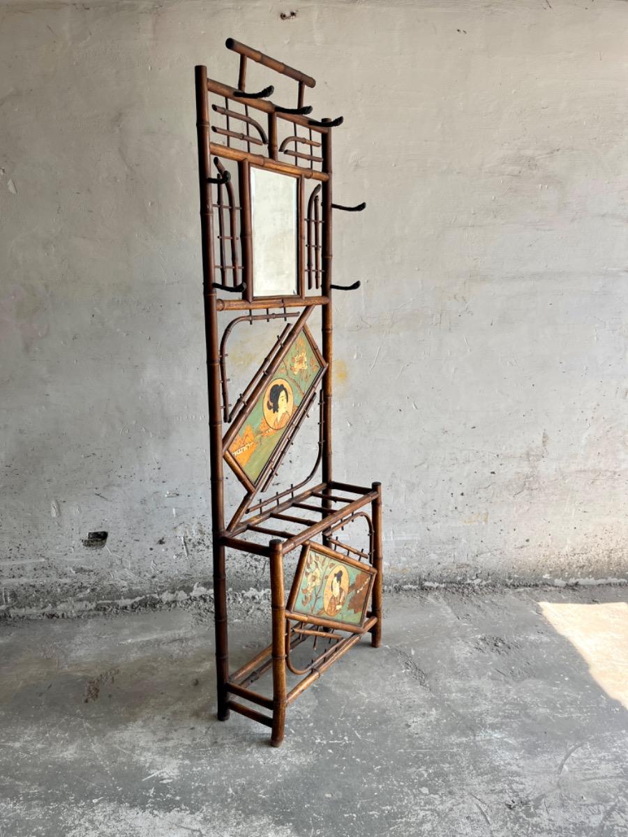 Japanse bamboe en gietijzeren kledingkast van Perret Vibert, circa 1900