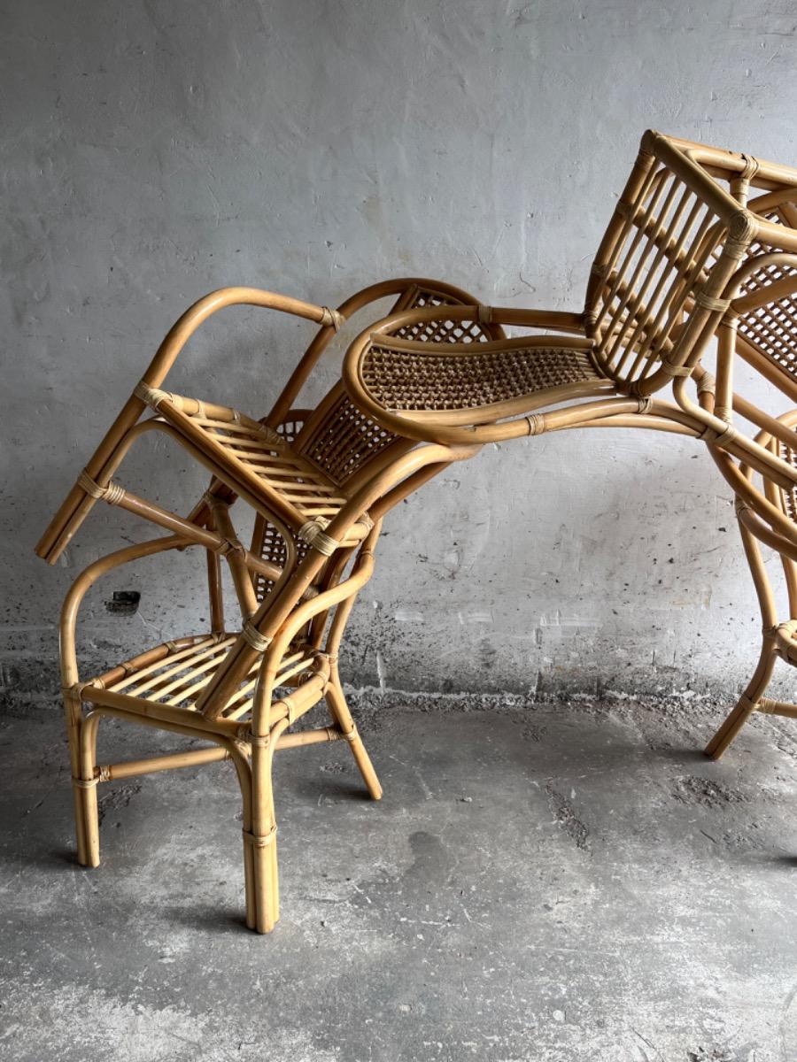Set of 8 Manou rattan chairs with webbing back