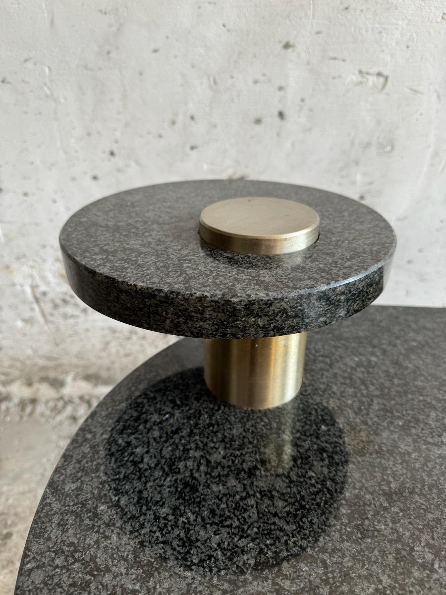 Memphis salontafel in graniet en inox – jaren 80