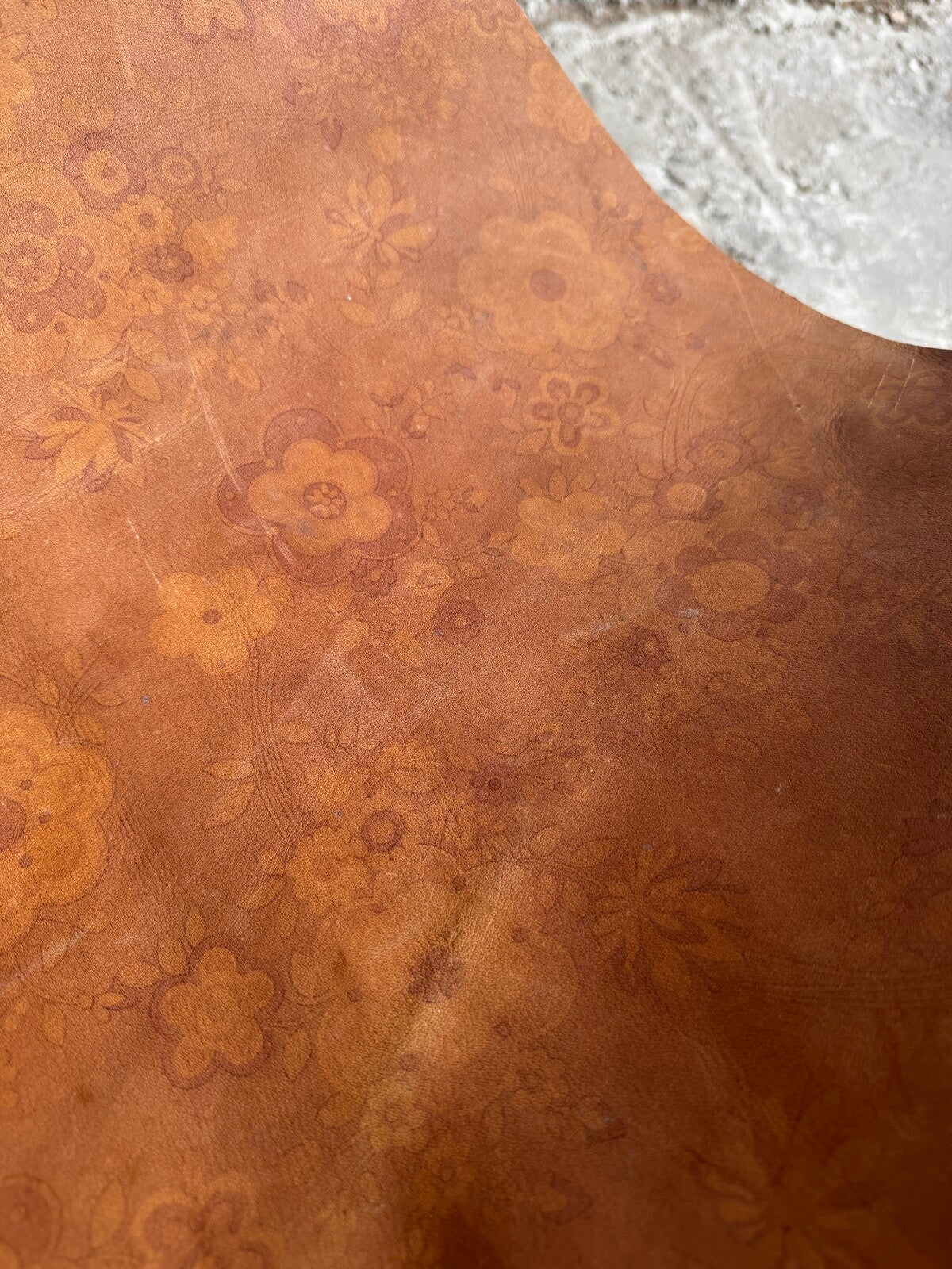 Chaise à bascule en métal du XIXe siècle avec assise en cuir