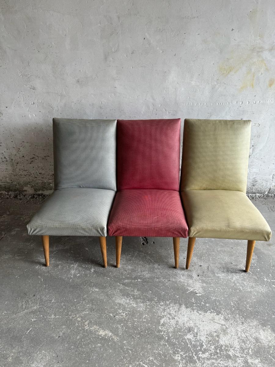 Set van 3 Mid-century clubstoelen in gemengde kleuren