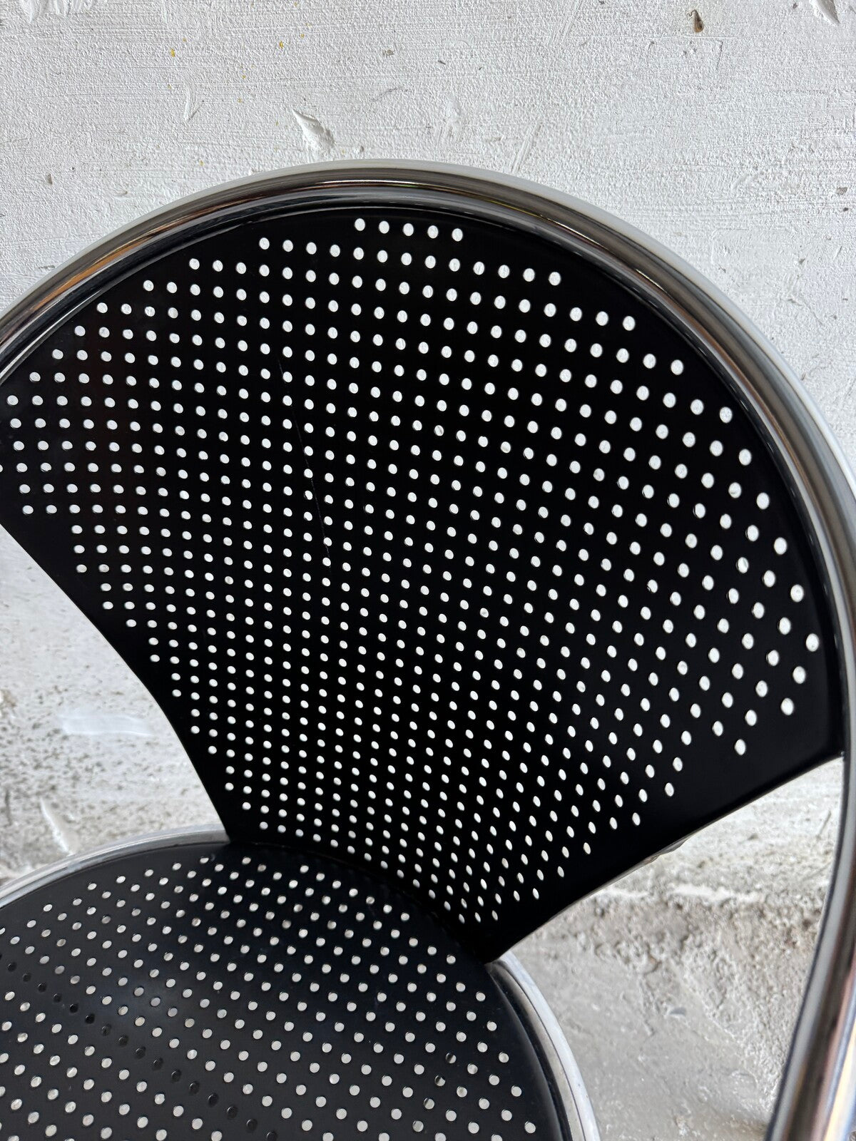 Set of 2 metal chairs with perforated design (1980s)