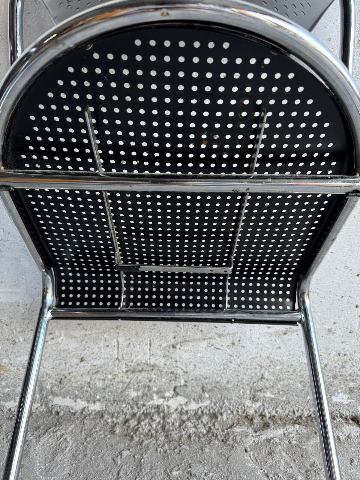 Set of 2 metal chairs with perforated design (1980s)