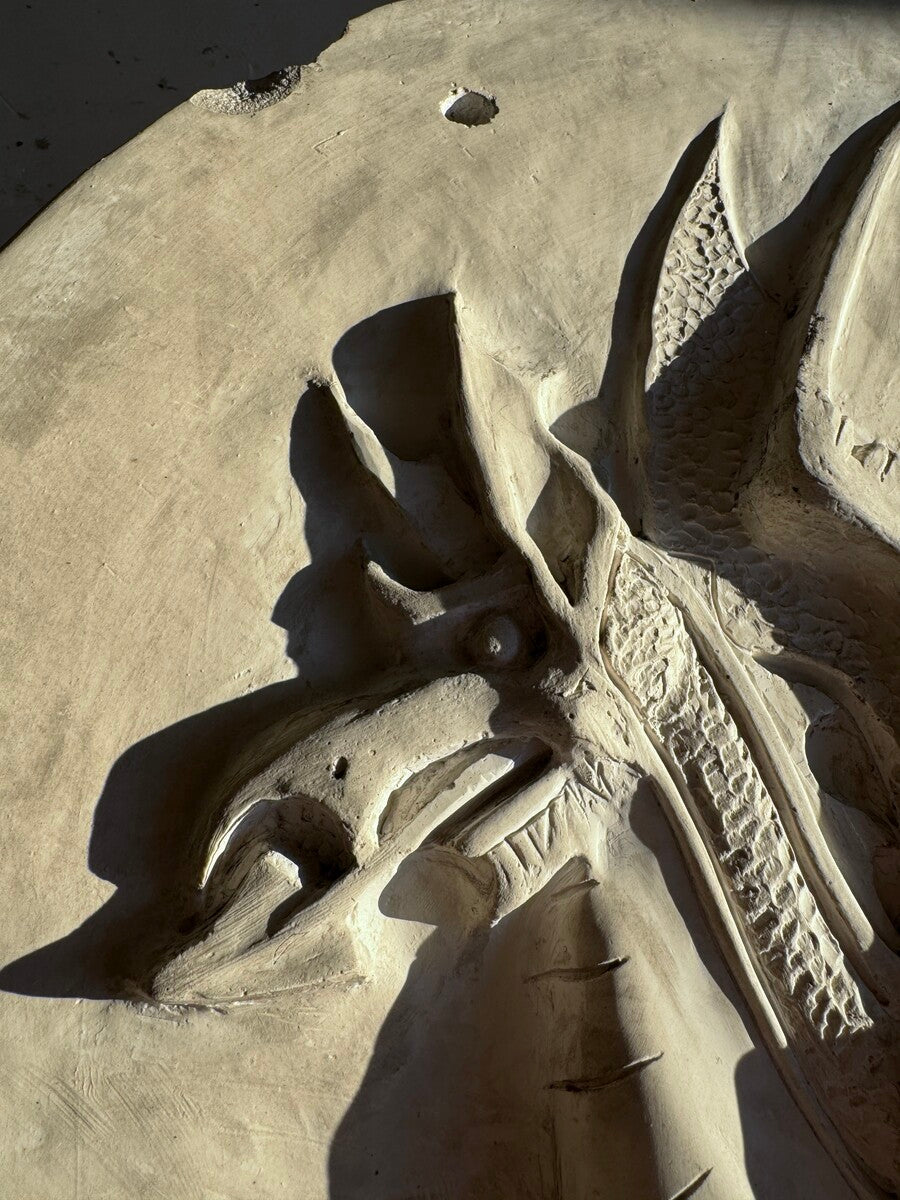 Plaster dragon by Walter De Buck