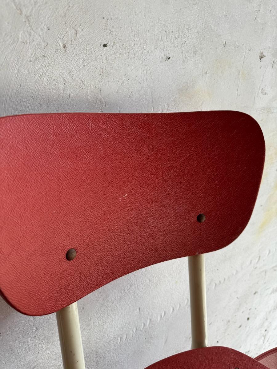 Set of 5 red Brabantia chairs (1960s)