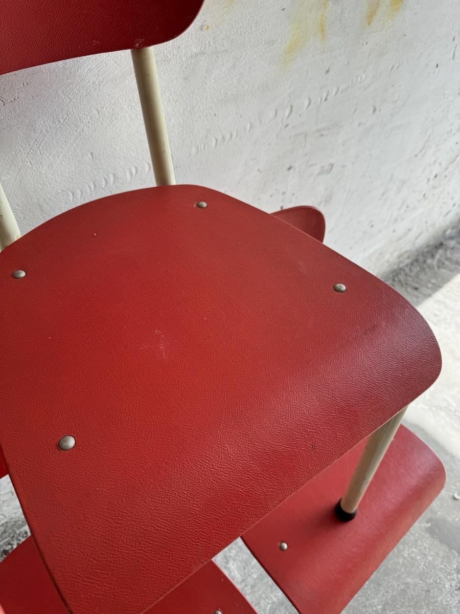 Set of 5 red Brabantia chairs (1960s)