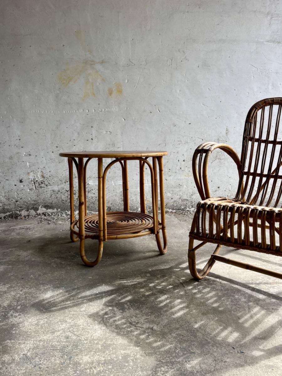 Rotan lounge chairs met bijpassende tafel – in de stijl van Rohe Noordwolde