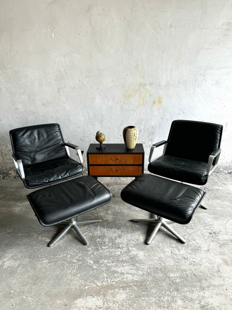 Elegant Wilkhahn Delta Lounge Chair with Ottomans (1970s)