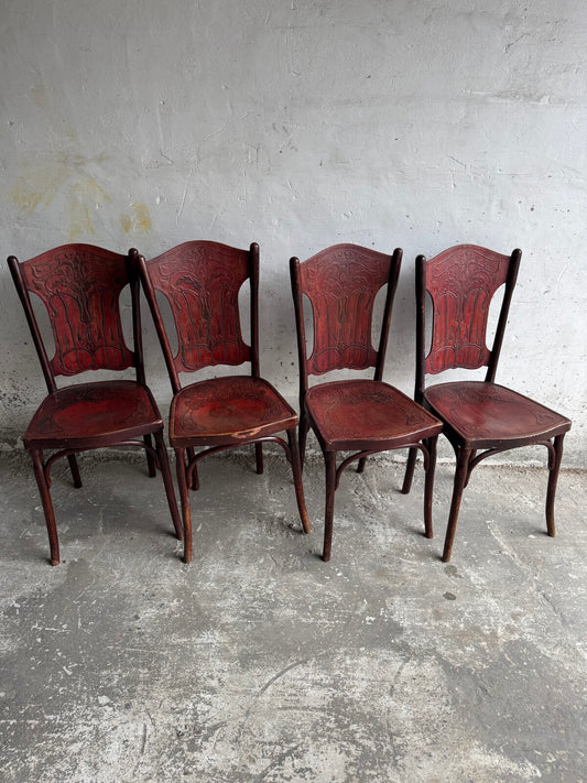 Set van 4 Art Nouveau stoelen van Jacob & Josef Kohn (ca. 1900)