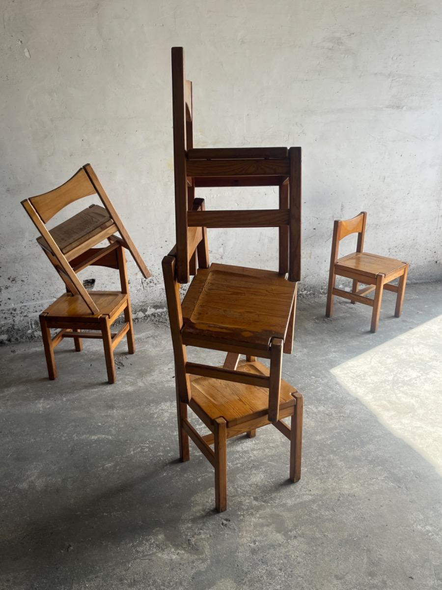 Suite of vintage 6 chairs and a dining table Ilmari Tapiovaara 1960s