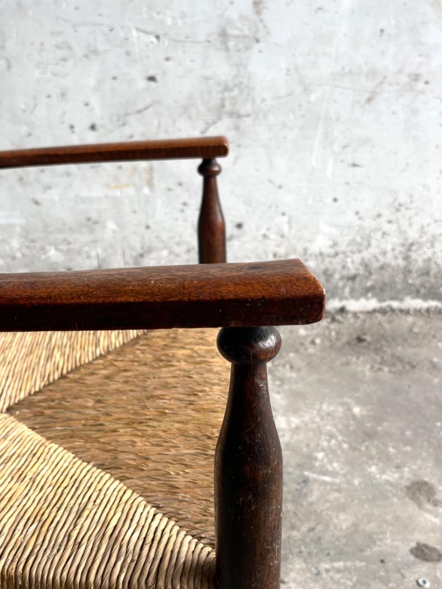 Vintage Arts & Crafts armchair with rush seat