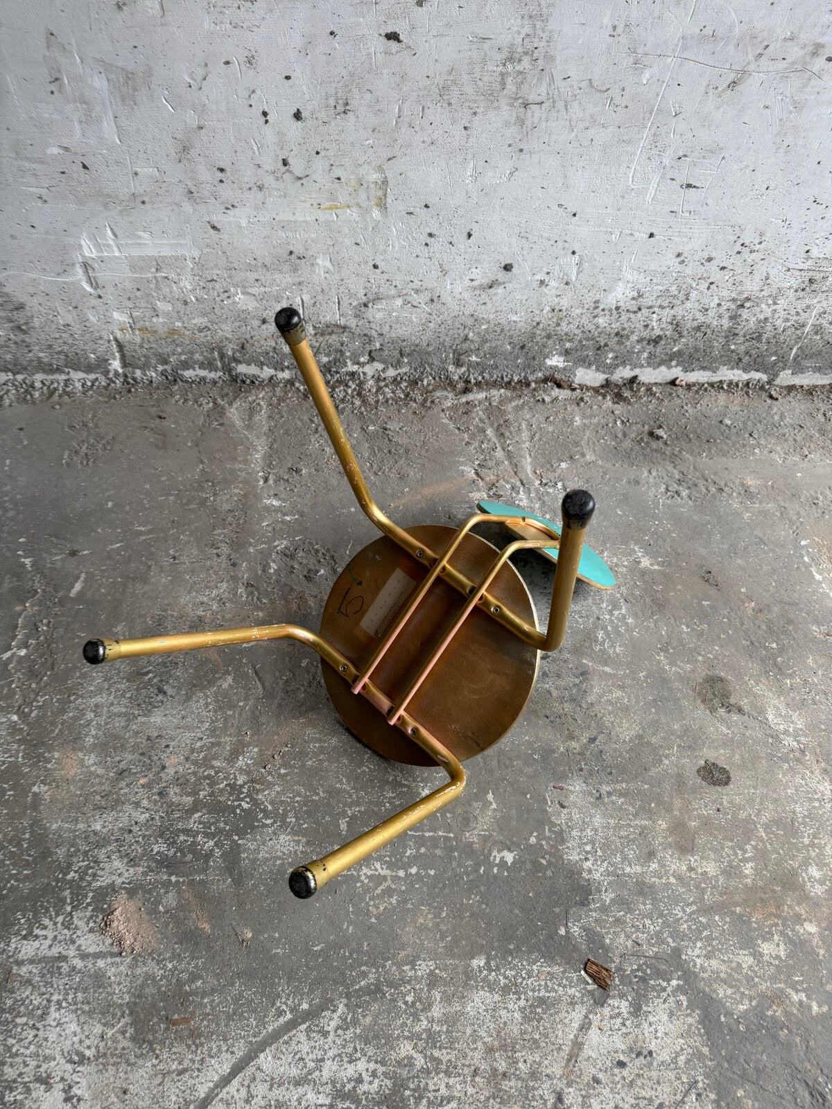 Set van 6 vintage kinderstoelen in blauw met goud (1960s)