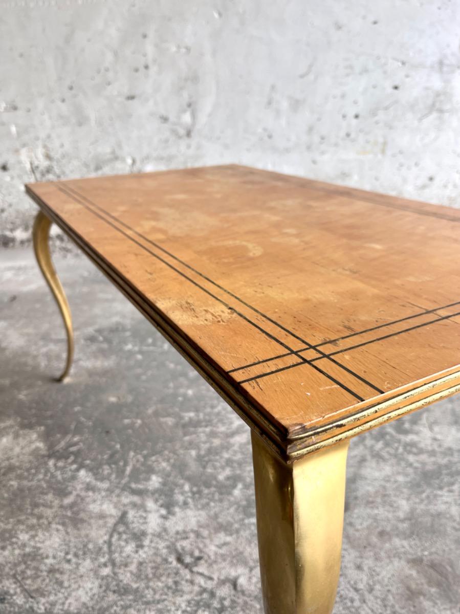 Elegant Vintage Coffee Table from the 1950s with Golden Legs