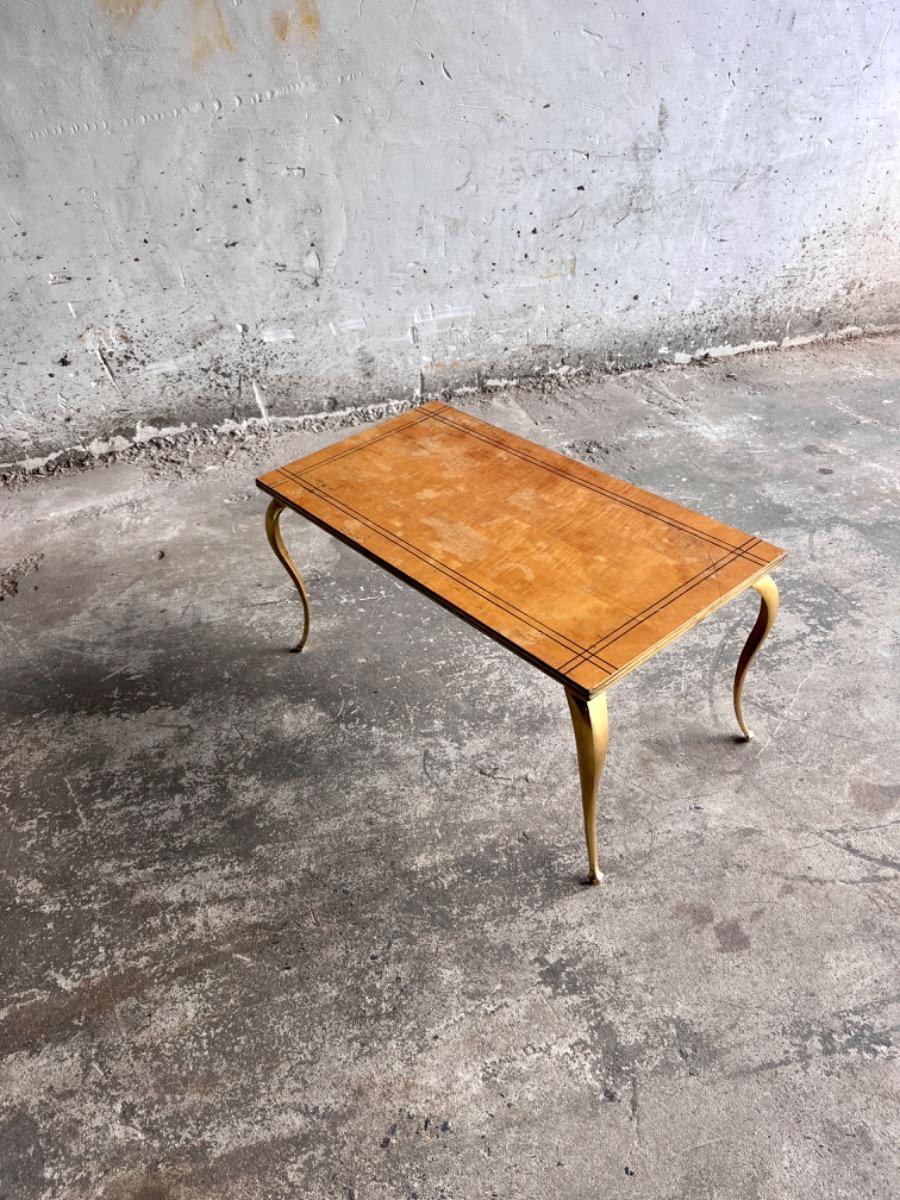 Elegant Vintage Coffee Table from the 1950s with Golden Legs