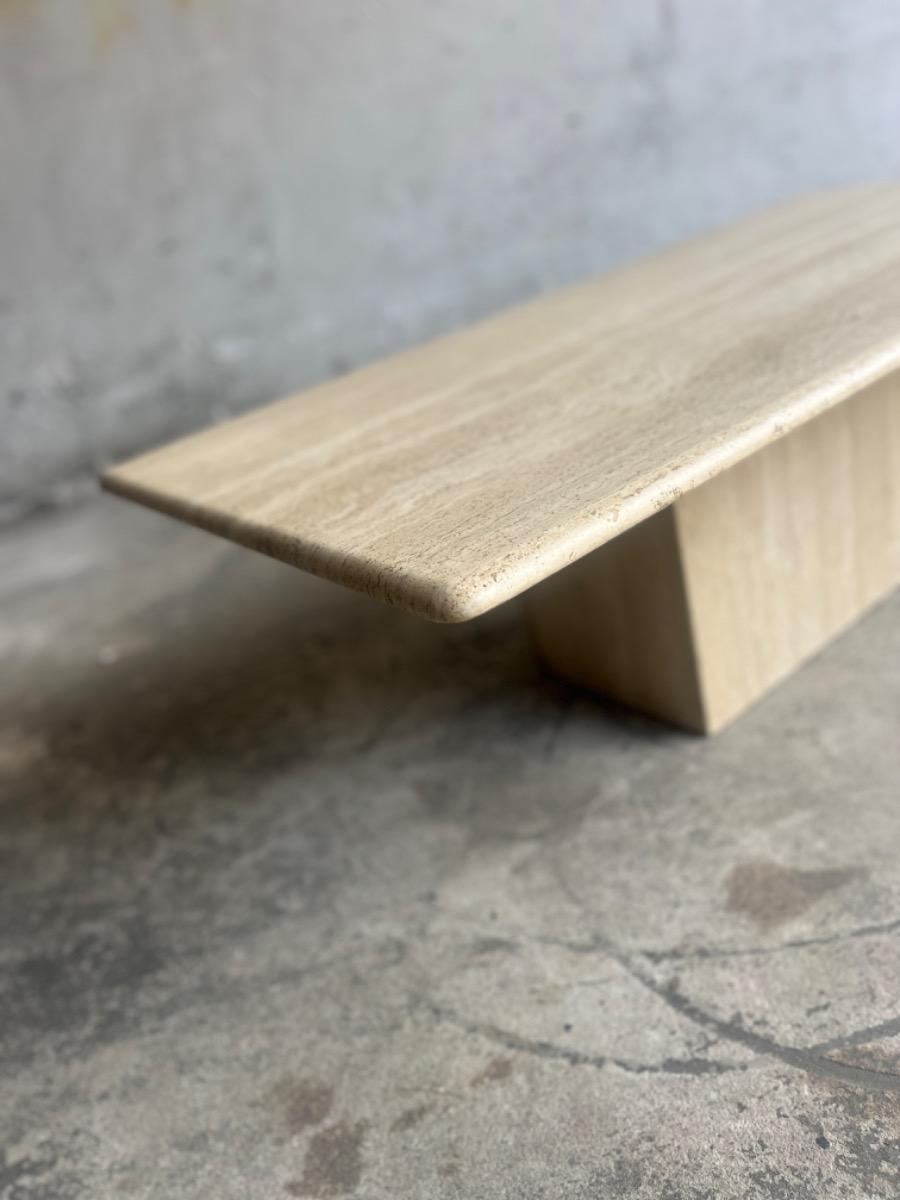 Vintage Italiaanse travertijn salontafel – jaren 80