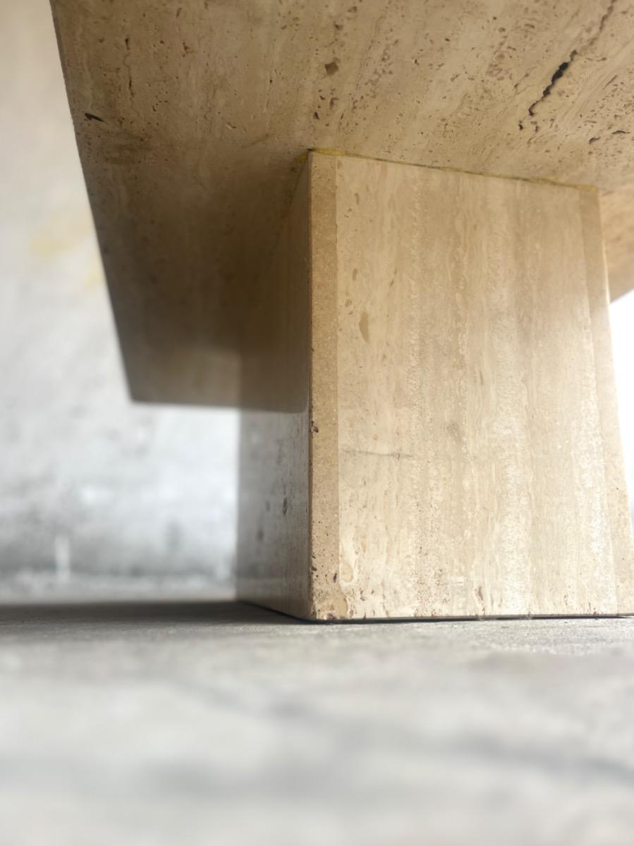 Vintage Italiaanse travertijn salontafel – jaren 80