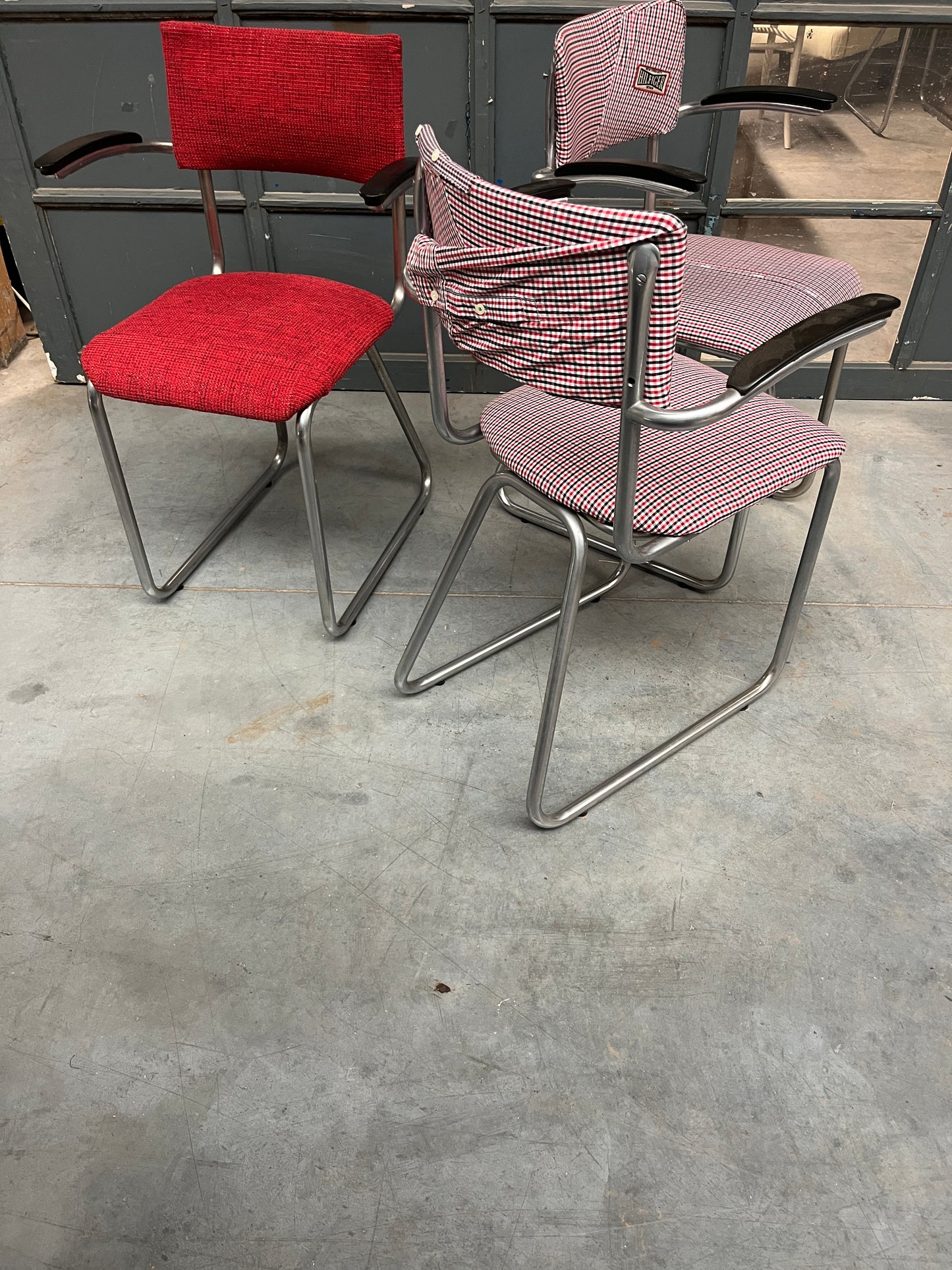 Set of 3 Reupholstered Vintage Cantilever Chairs