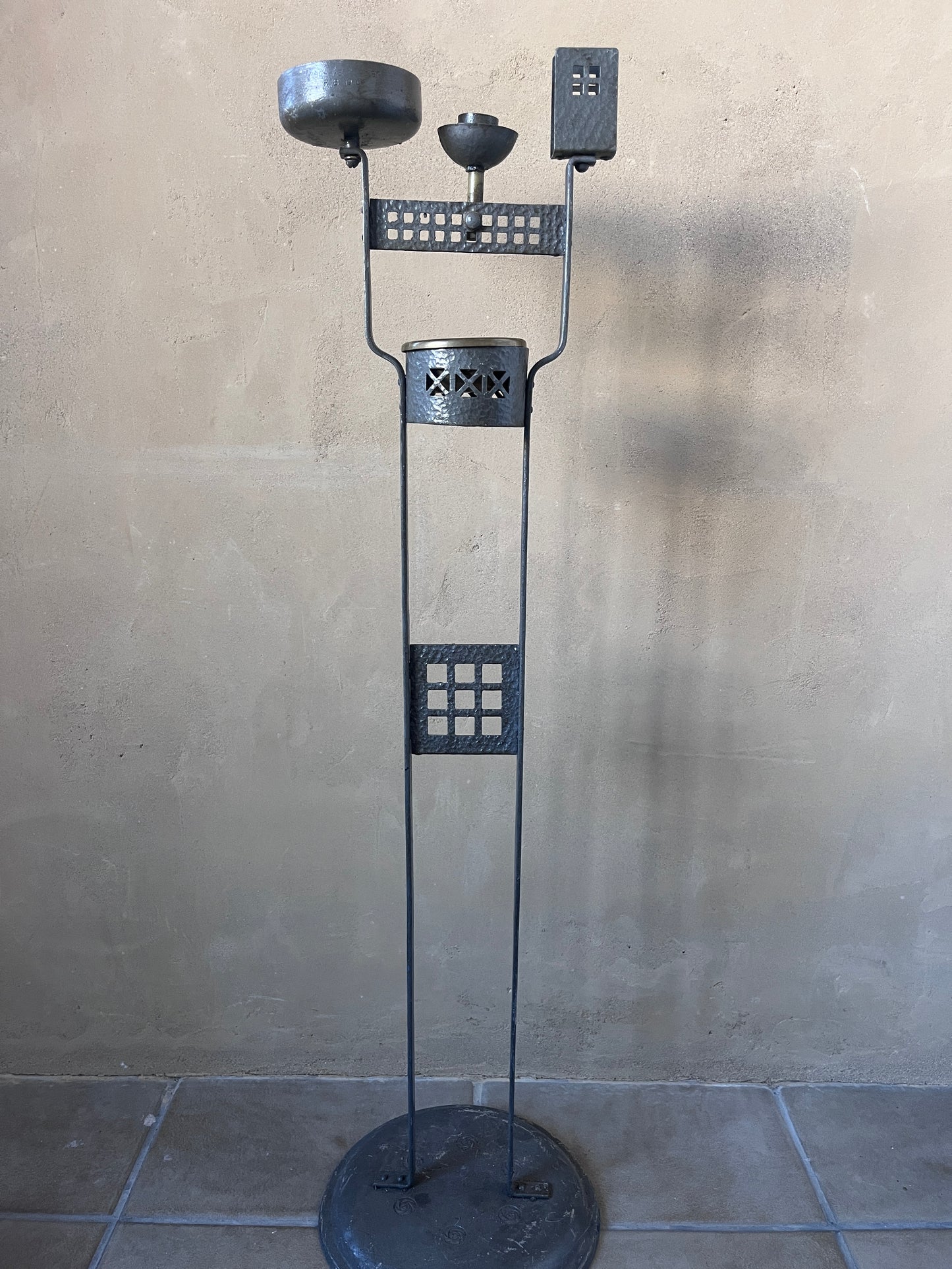 German Arts & Crafts Wrought-Iron Smoking Stand, 1916
