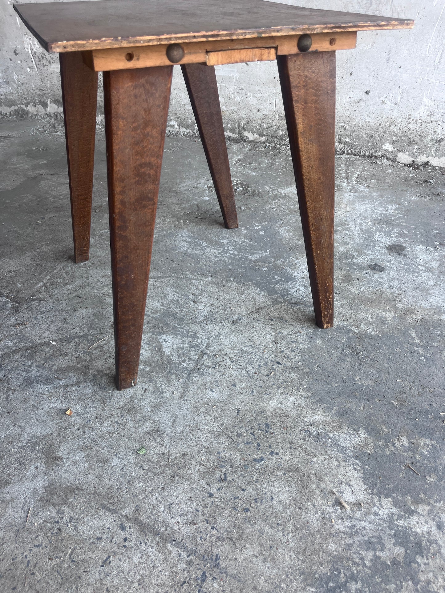 French Reconstruction Wooden Side Table, 1950s