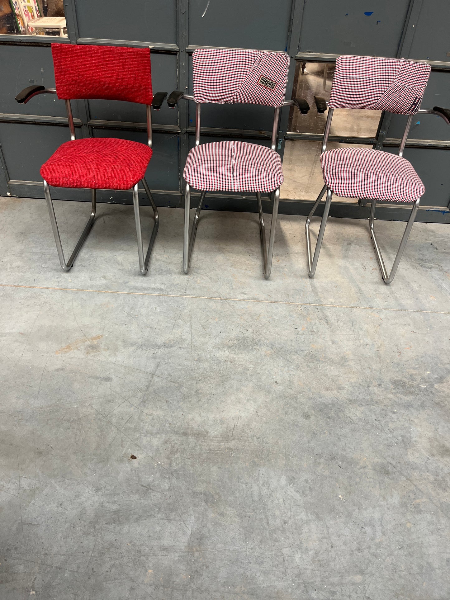 Set of 3 Reupholstered Vintage Cantilever Chairs