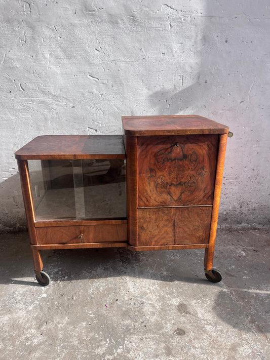 Art Deco Walnut Bar Trolley, circa 1930s