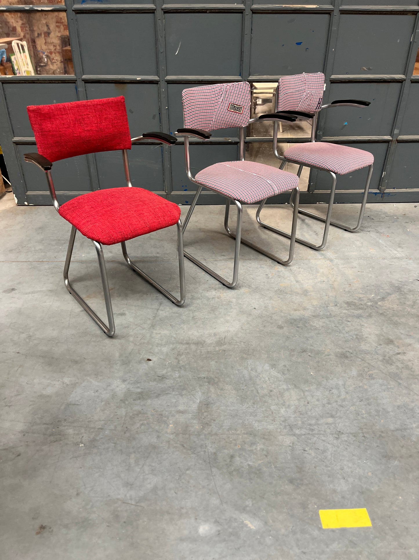 Set of 3 Reupholstered Vintage Cantilever Chairs