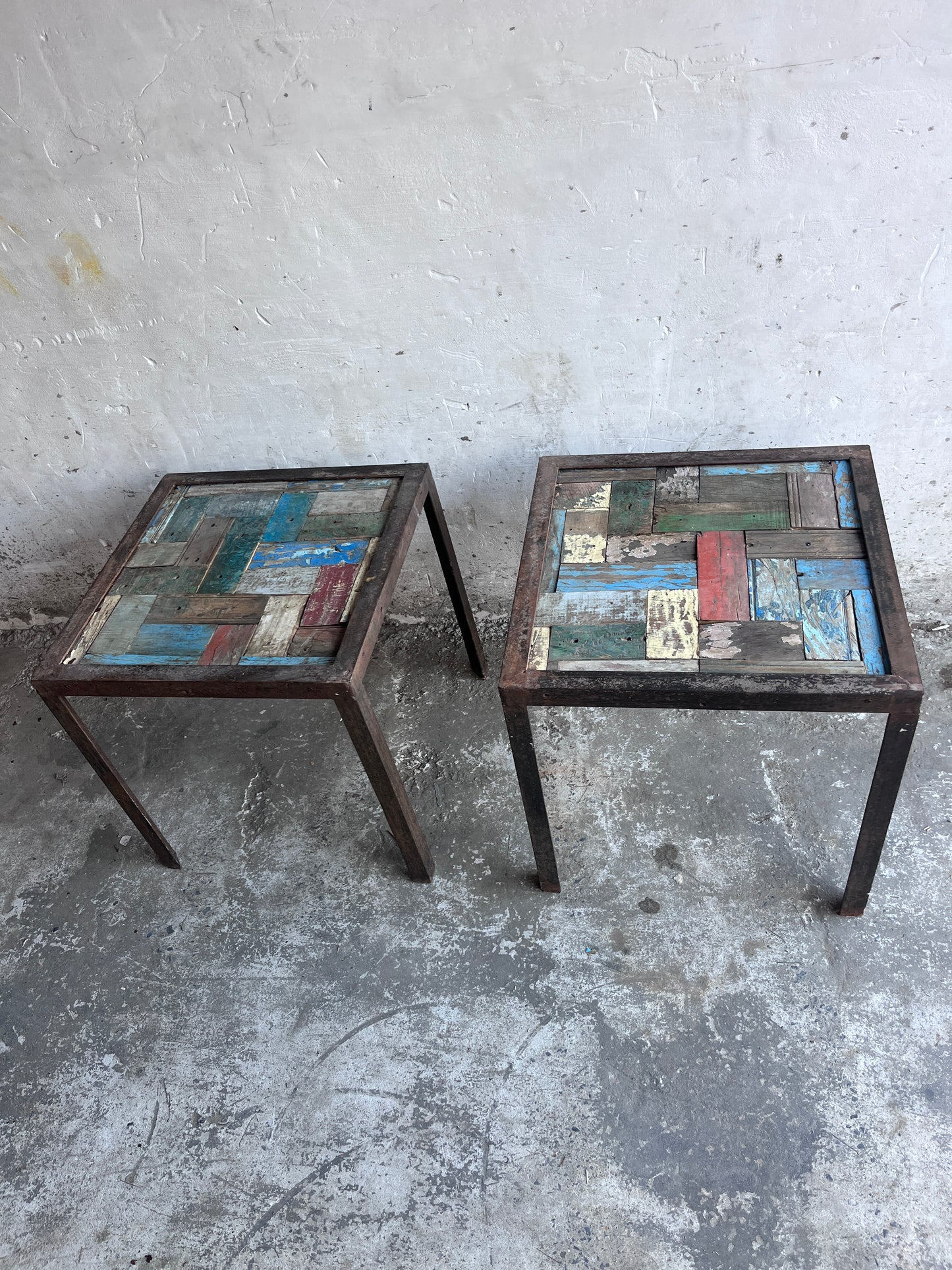 Reclaimed Wood & Iron Side Tables