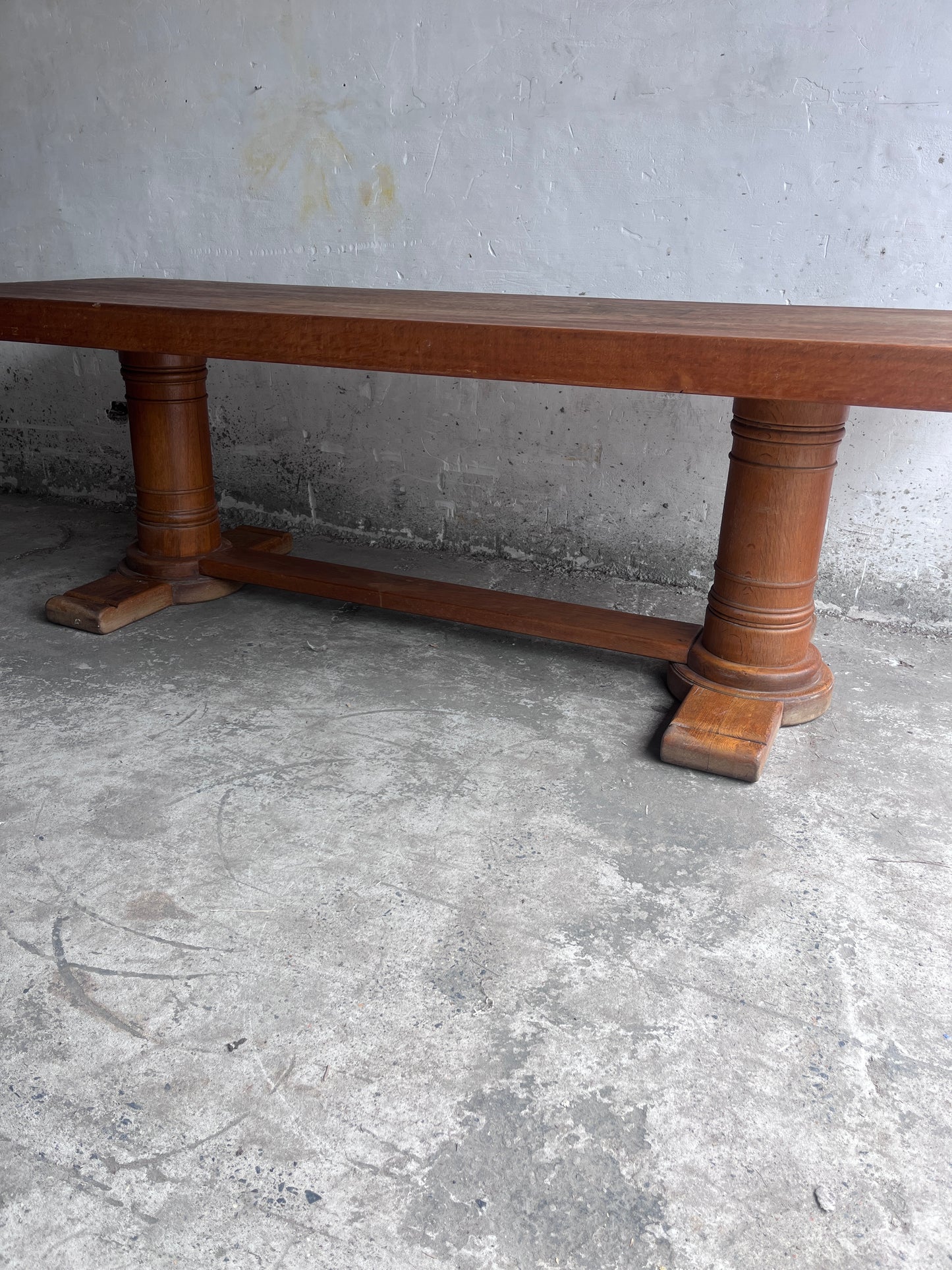 French Art Deco Oak Refectory Table, France, circa 1930