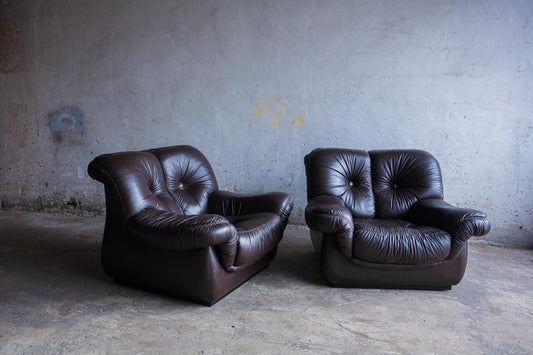 2 Midcentury leather club chairs