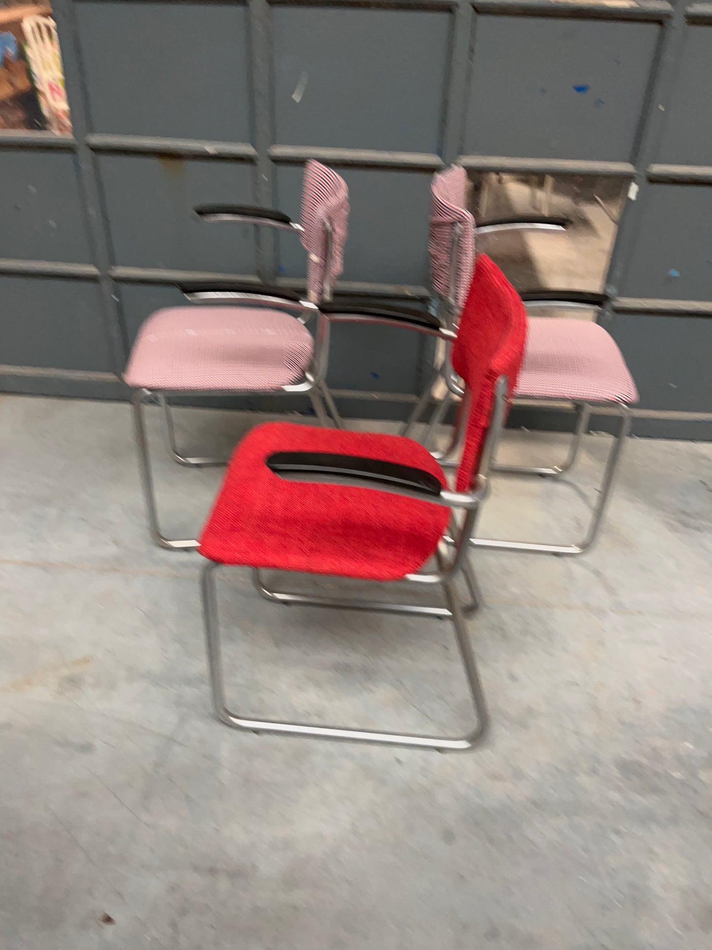 Set of 3 Reupholstered Vintage Cantilever Chairs