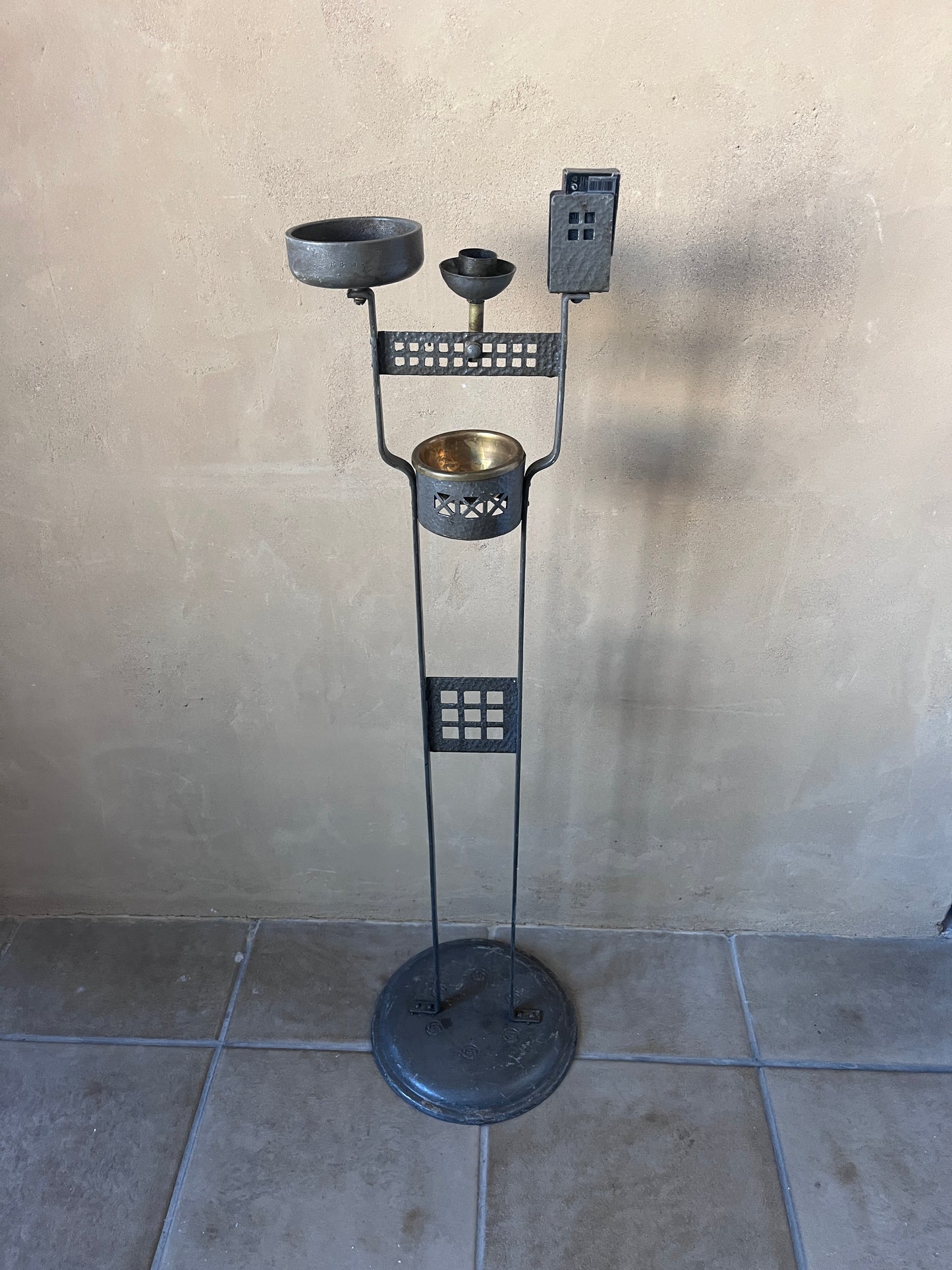 German Arts & Crafts Wrought-Iron Smoking Stand, 1916
