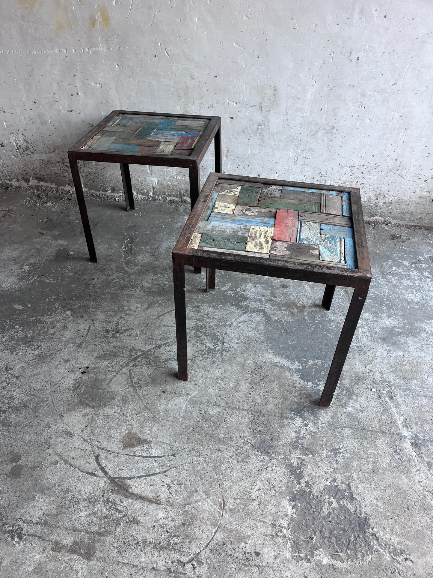 Reclaimed Wood & Iron Side Tables