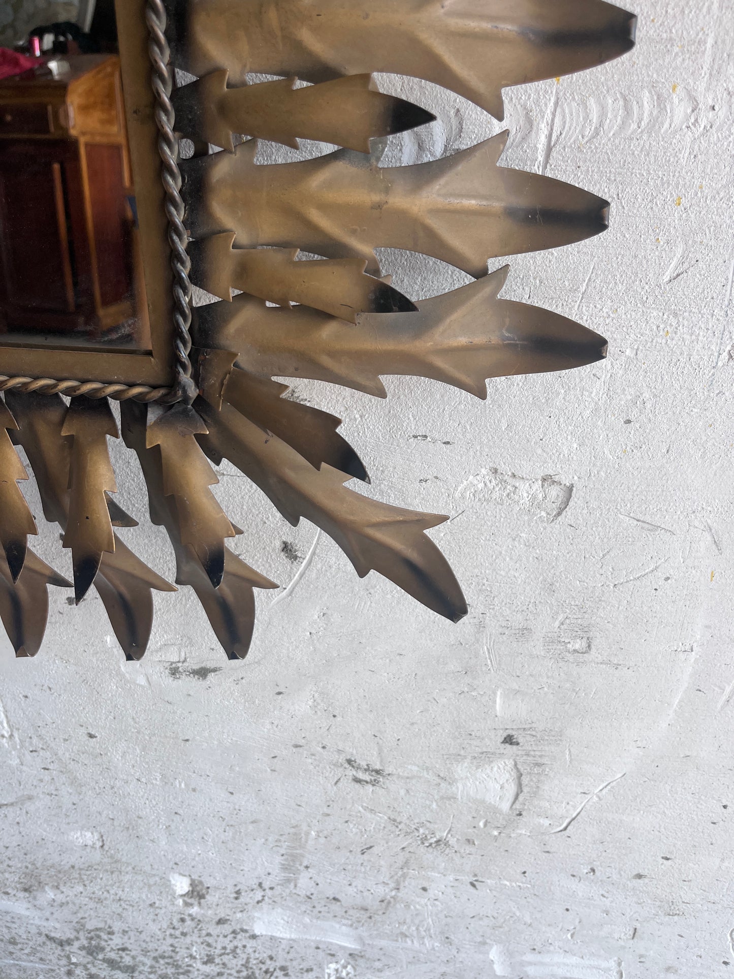 Brutalist Wrought Iron Sunburst Mirror, 1960s
