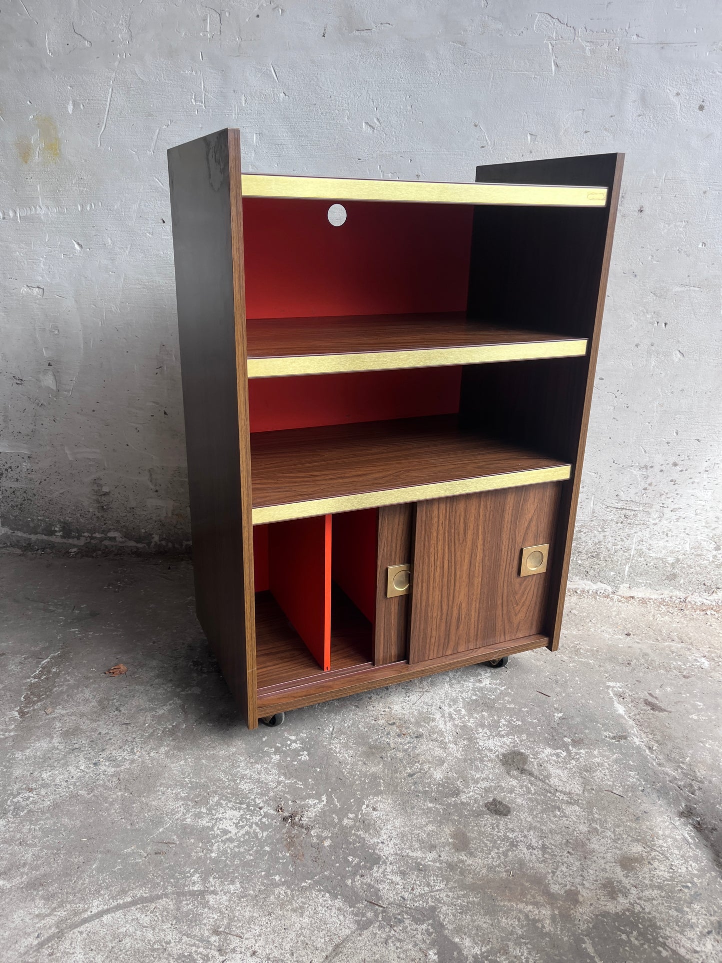 1970s Modernist Stereo Cabinet on Wheels