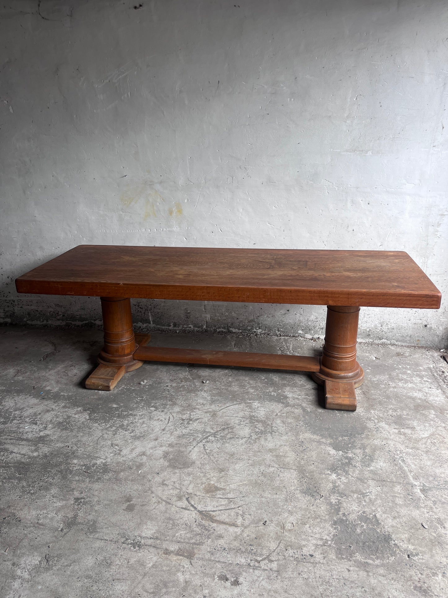 French Art Deco Oak Refectory Table, France, circa 1930