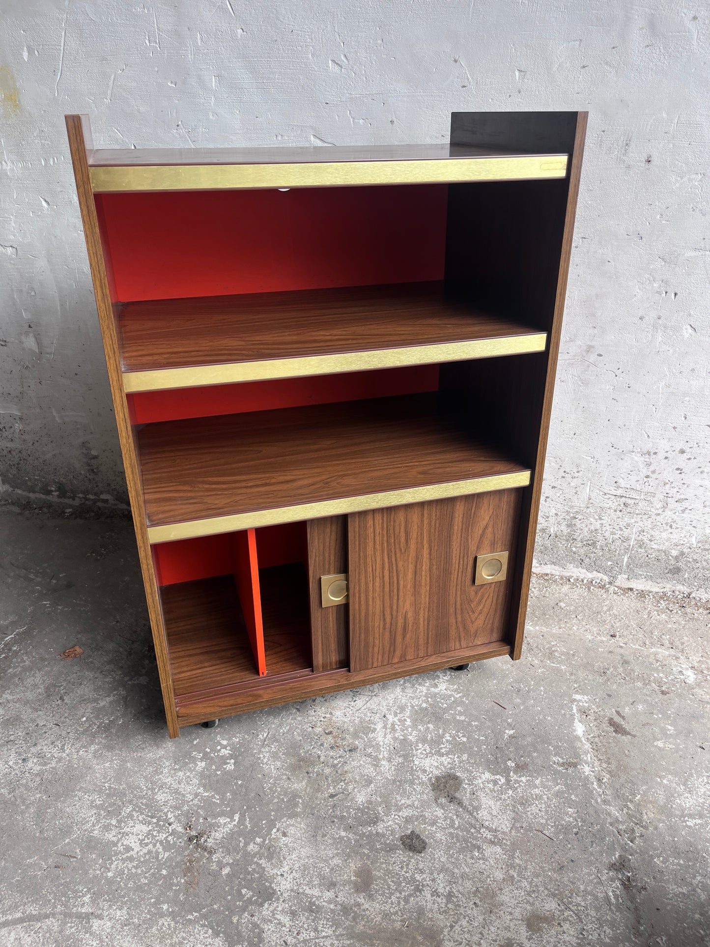 1970s Modernist Stereo Cabinet on Wheels