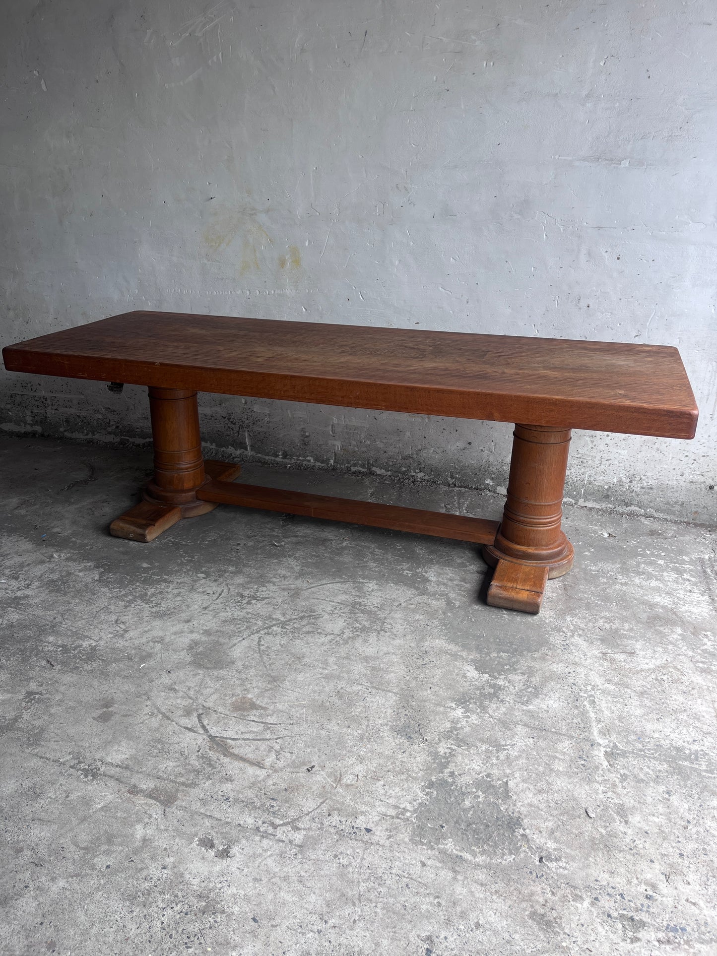 French Art Deco Oak Refectory Table, France, circa 1930