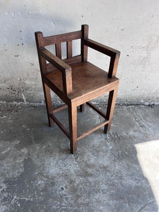 Brutalist Oak Children’s Chair, 1950s–1960s