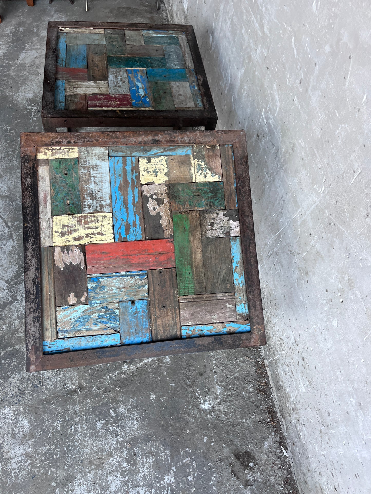 Reclaimed Wood & Iron Side Tables