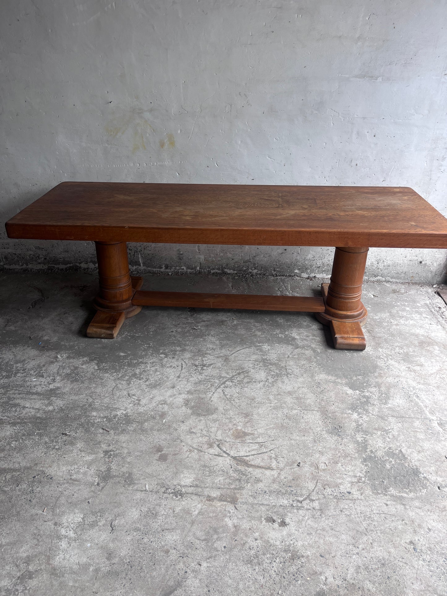 French Art Deco Oak Refectory Table, France, circa 1930