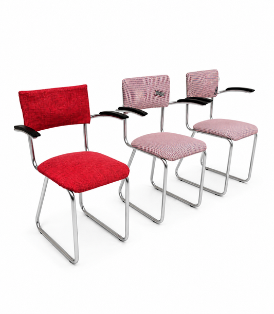Set of 3 Reupholstered Vintage Cantilever Chairs