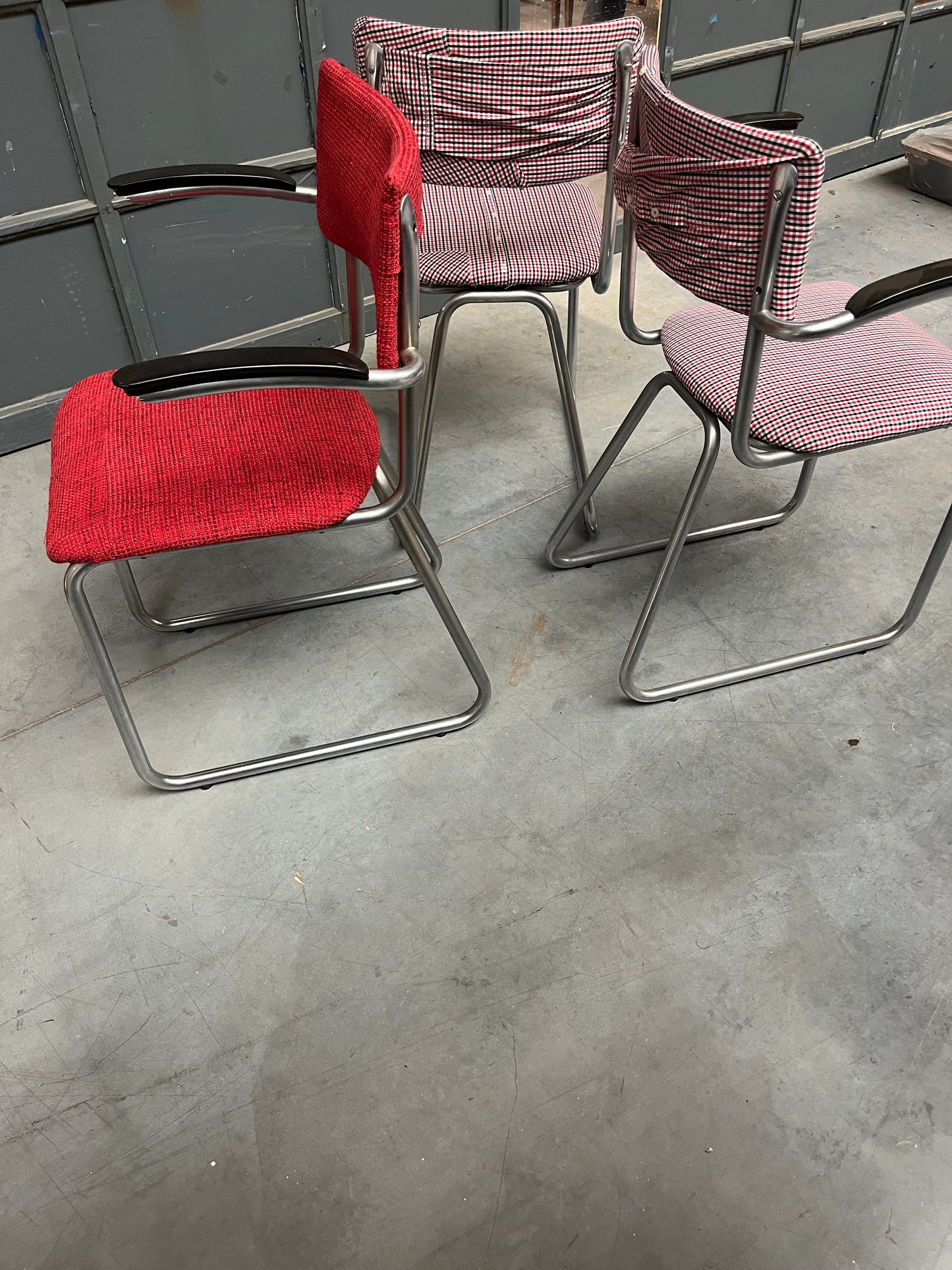 Set of 3 Reupholstered Vintage Cantilever Chairs