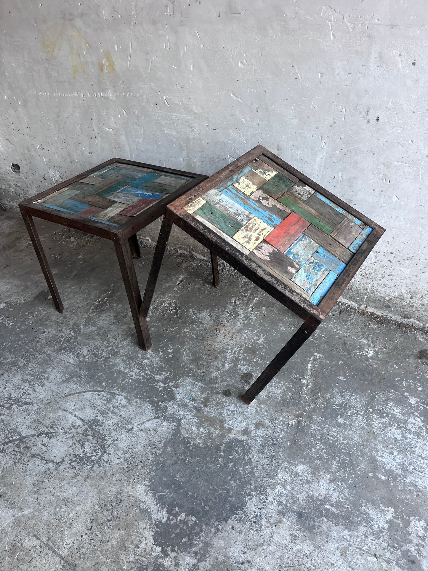 Reclaimed Wood & Iron Side Tables