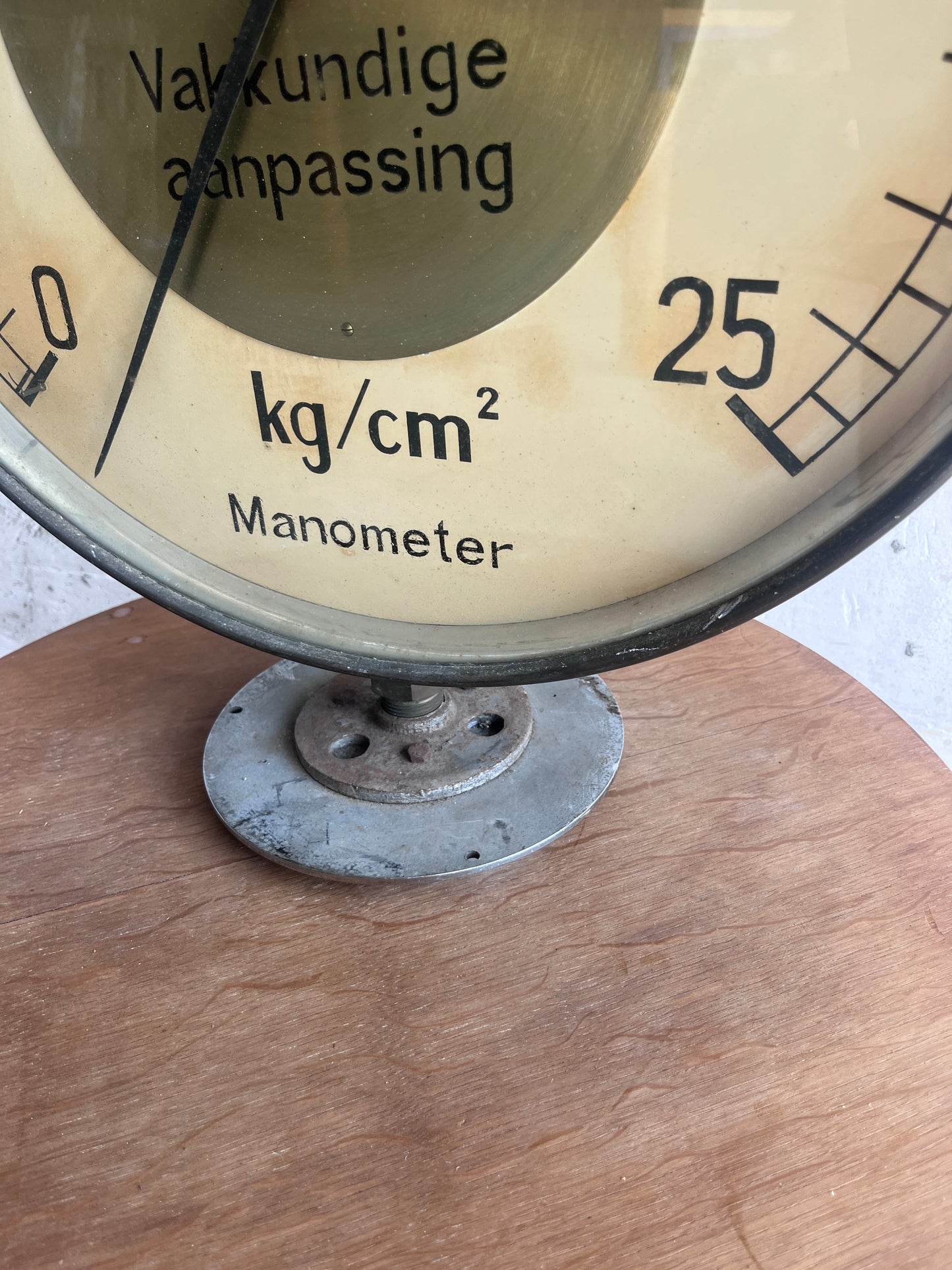 Large Industrial Pressure Gauge, Mid-Century